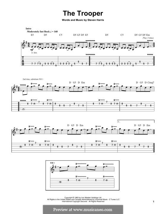 The Trooper (Iron Maiden): For guitar by Steve Harris