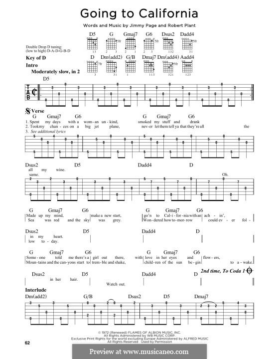 Going To California (Led Zeppelin): For guitar by Jimmy Page, Robert Plant