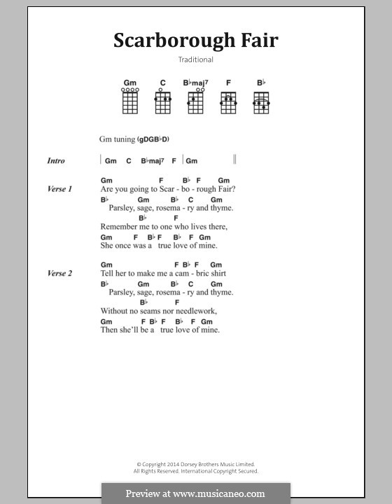 Scarborough Fair - Simon & Garfunkel - Lyrics & Chords