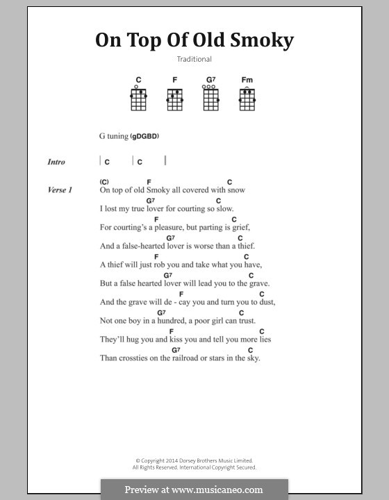 On Top of Old Smoky: Lyrics and chords by folklore