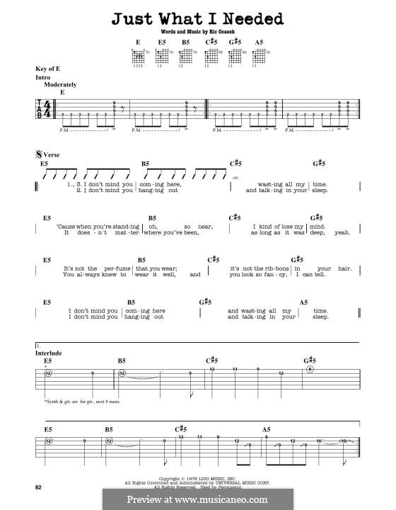 Just What I Needed (The Cars) by R. Ocasek - sheet music on MusicaNeo
