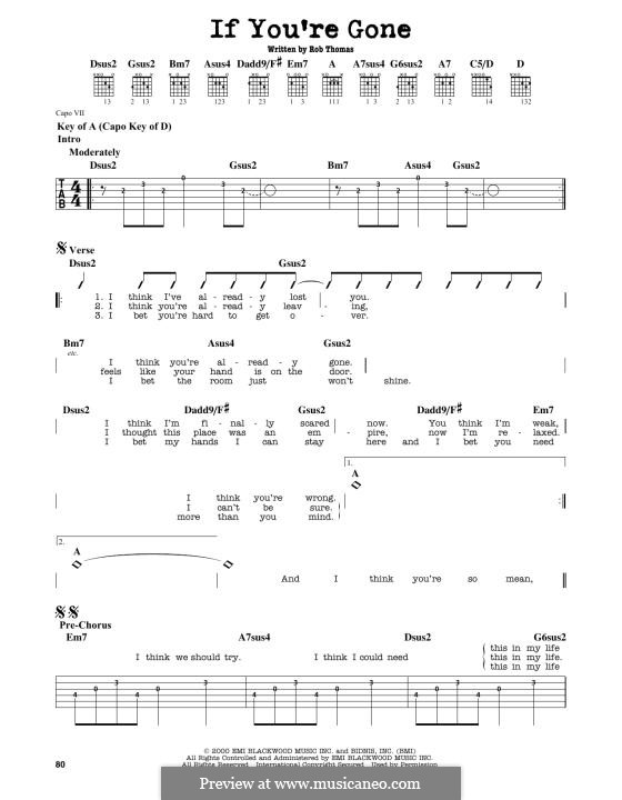 If You're Gone (Matchbox Twenty): For guitar by Rob Thomas