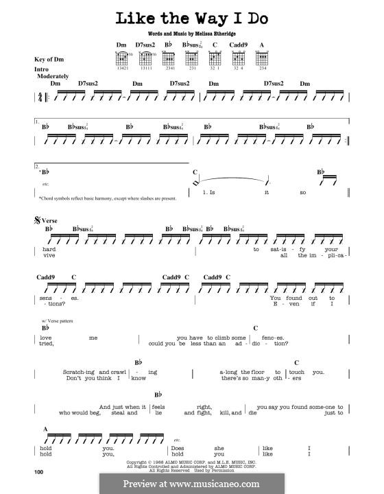 Like the Way I Do: For guitar by Melissa Etheridge