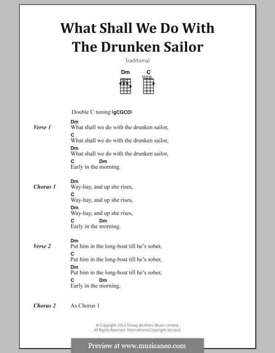 What Shall We Do with the Drunken Sailor: Lyrics and chords by folklore