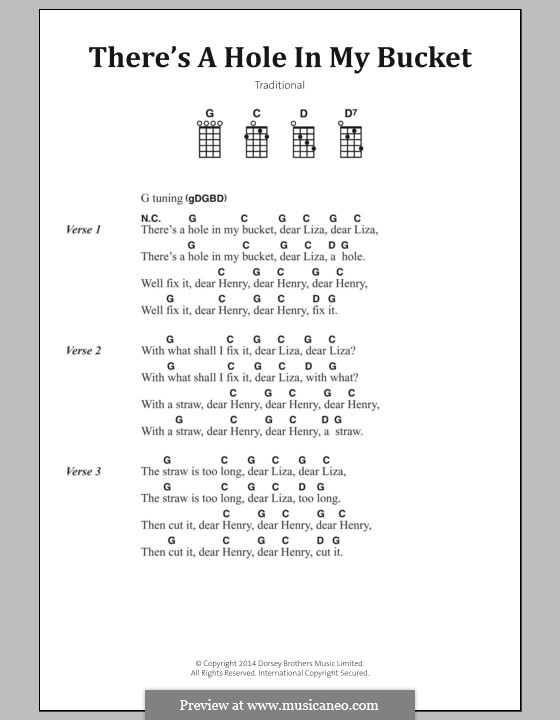 There's a Hole in My Bucket by folklore sheet music on MusicaNeo