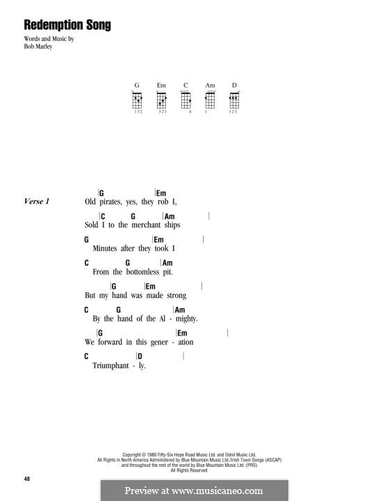 Redemption Song: For ukulele by Bob Marley
