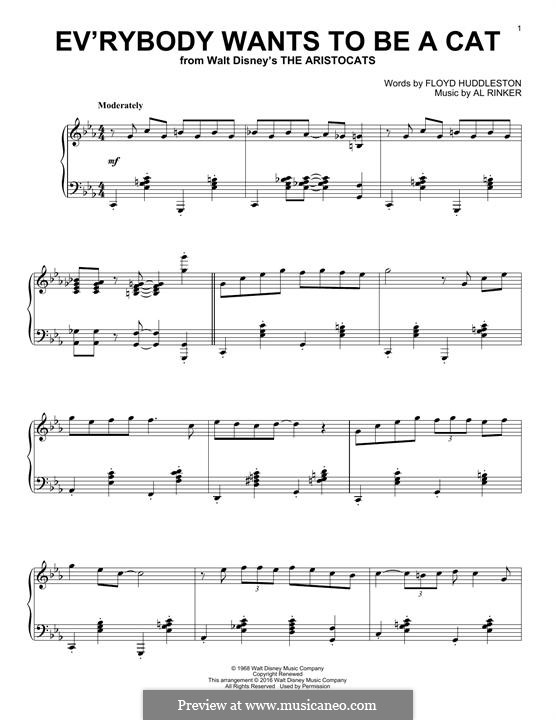 Ev'rybody Wants To Be a Cat (from Walt Disney's the Aristocats): For piano by Al Rinker