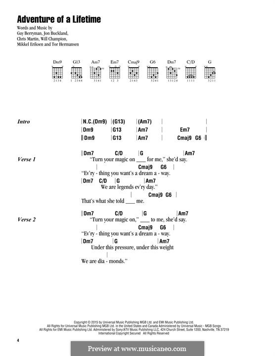 Adventure of a Lifetime (Coldplay) by C. Martin, G. Berryman, J