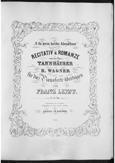 O Star of Eve: For piano by Richard Wagner