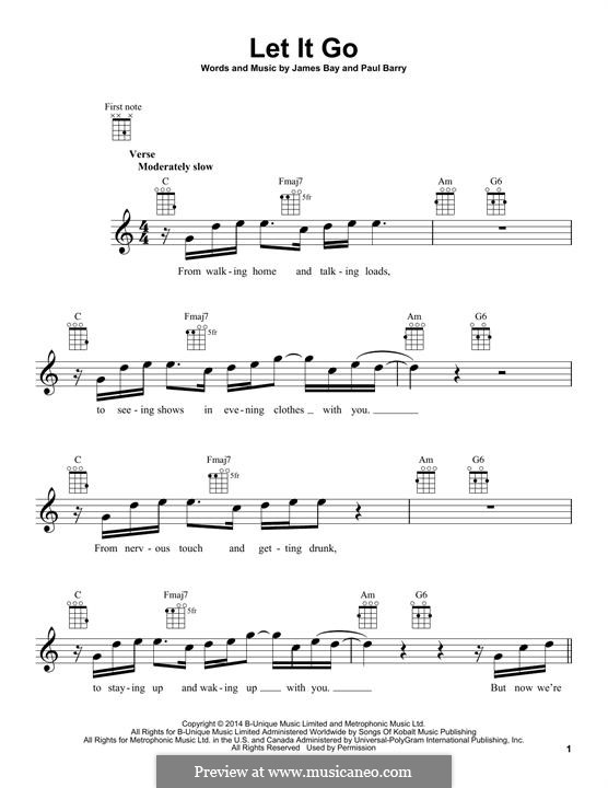 Let It Go: For ukulele by Paul Barry, James Bay