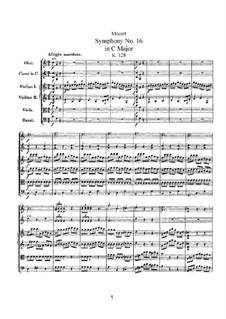 Symphony No.16 in C Major, K.128: Full score by Wolfgang Amadeus Mozart