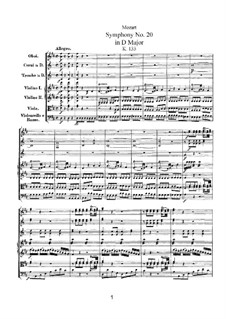 Symphony No.20 in D Major, K.133: Full score by Wolfgang Amadeus Mozart