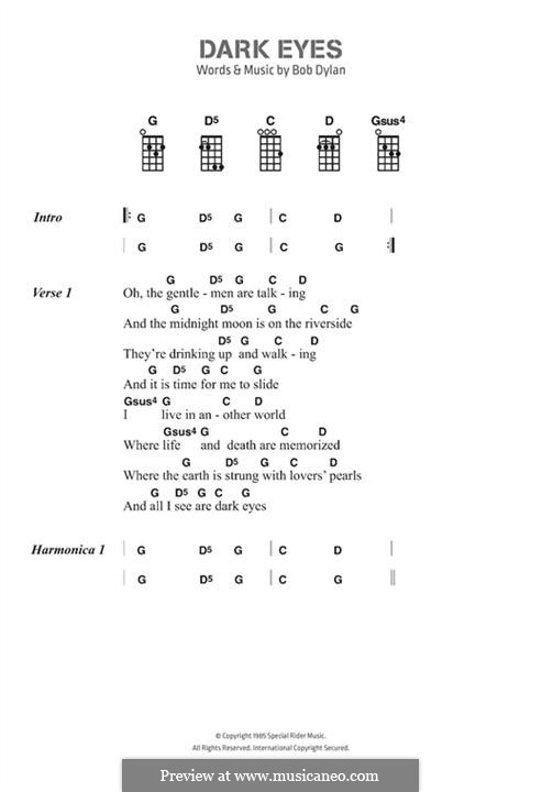 Dark Eyes: Lyrics and chords by Bob Dylan