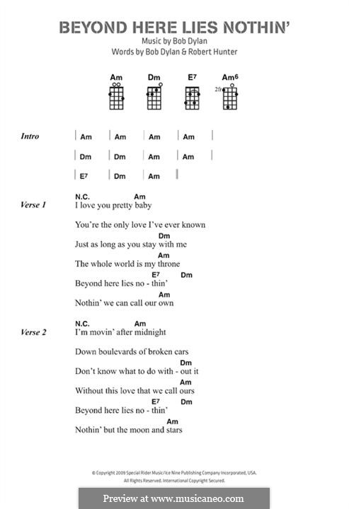 Beyond Here Lies Nothin': Lyrics and chords by Bob Dylan