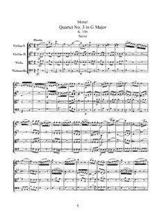 String Quartet No.3 in G Major, K.156: Full score by Wolfgang Amadeus Mozart