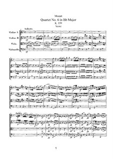 String Quartet No.6 in B Flat Major, K.159: Full score by Wolfgang Amadeus Mozart