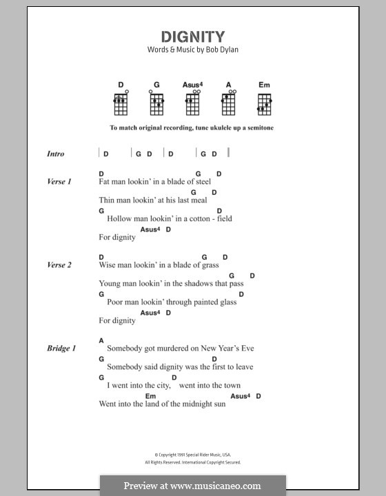 Dignity: Lyrics and chords by Bob Dylan