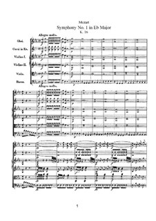 Symphony No.1 in E Flat Major, K.16: Full score by Wolfgang Amadeus Mozart