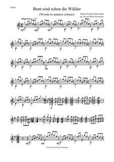 Bunt sind schon die Wälder (Woods in autumn colours): For alto flute and guitar by Johann Friedrich Reichardt