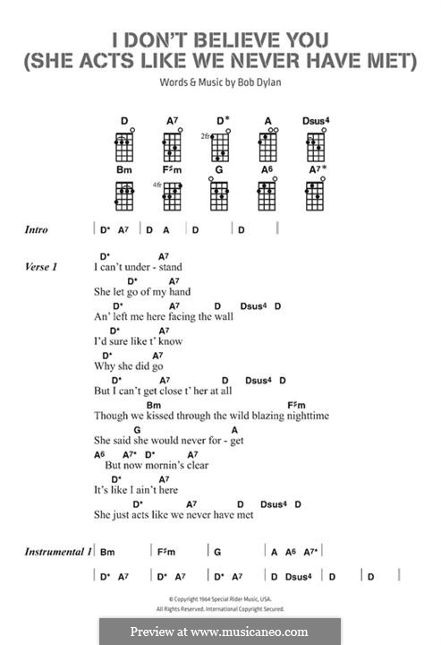 I Don't Believe You: Lyrics and chords by Bob Dylan