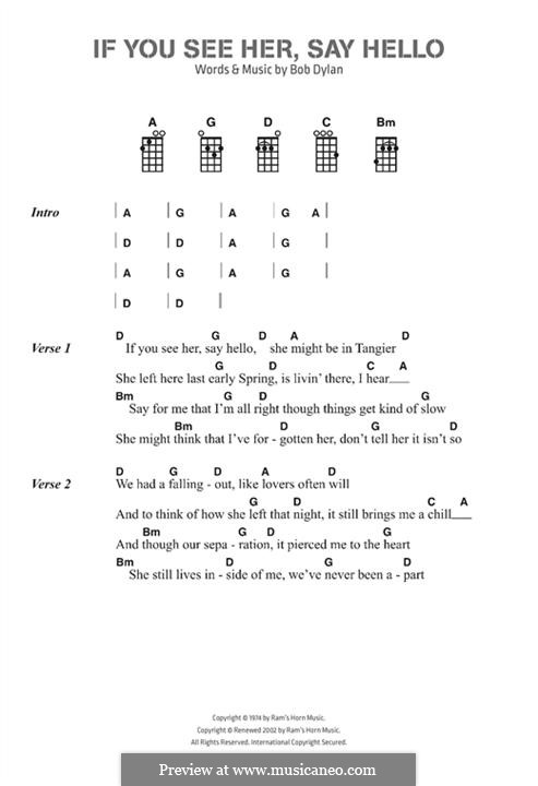 If You See Her, Say Hello: Lyrics and chords by Bob Dylan