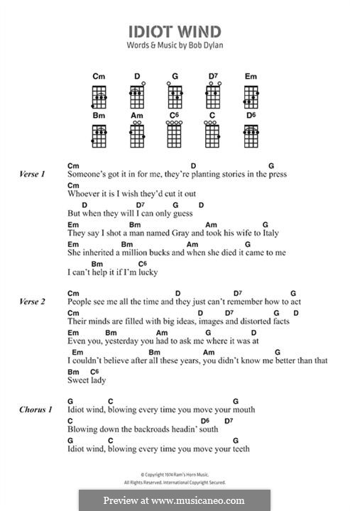 Idiot Wind: Lyrics and chords by Bob Dylan