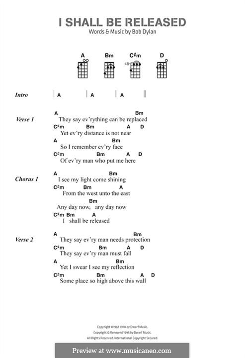 I Shall Be Released: Lyrics and chords by Bob Dylan