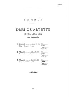 Three Quartets for Flute and Strings, K.285b, 285, 298: Viola part by Wolfgang Amadeus Mozart