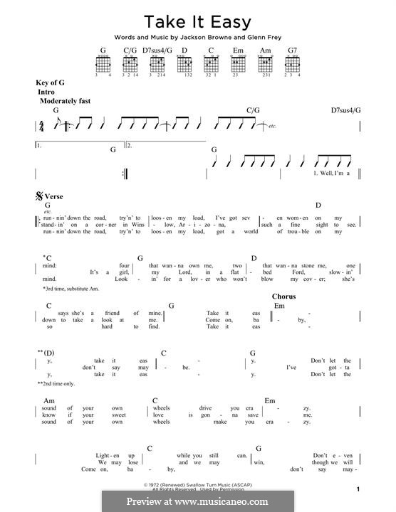 Take It Easy (The Eagles): For guitar with tab by Glen Frey, Jackson Browne