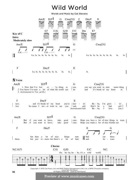 Wild World: For guitar with tab by Cat Stevens