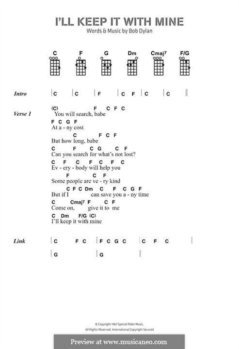 I'll Keep It with Mine: Lyrics and chords by Bob Dylan