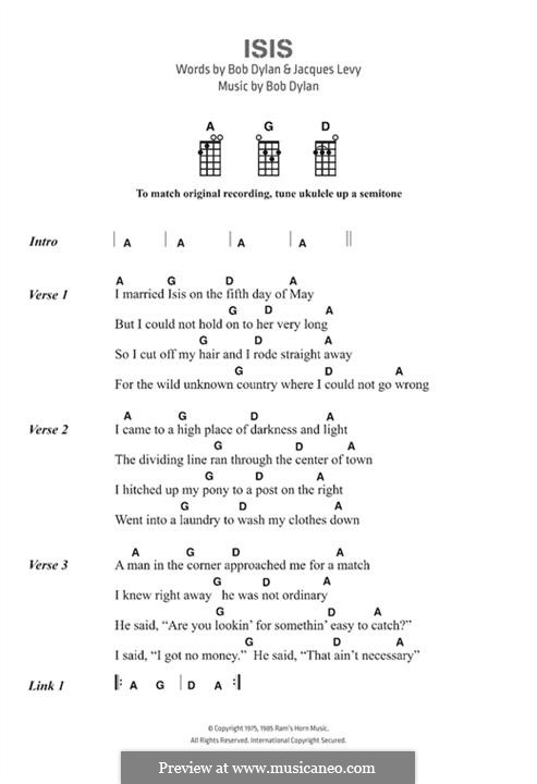 Isis by B. Dylan - sheet music on MusicaNeo