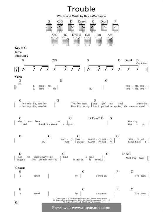 Trouble: For guitar with tab by Ray LaMontagne