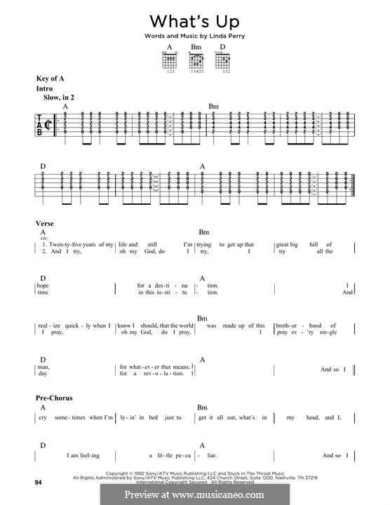 What's Up (4 Non Blondes): For guitar with tab by Linda Perry