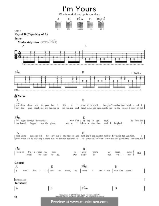 I'm Yours: For guitar with tab by Jason Mraz