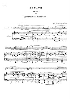 Two Sonatas for Clarinet (or Viola) and Piano, Op.49: Sonata No.1 in A Flat Major by Max Reger