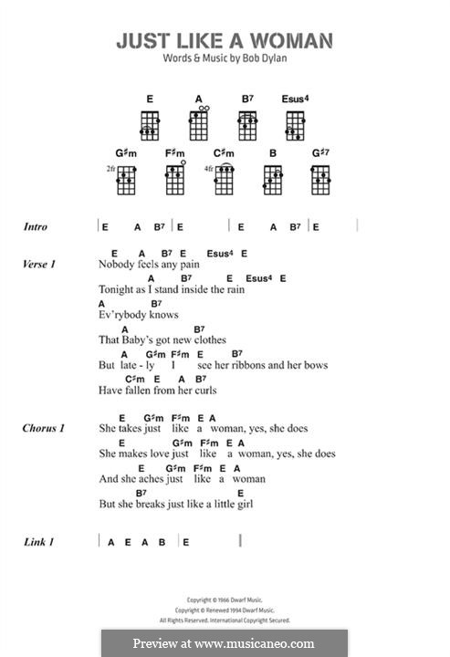 Just Like a Woman: Lyrics and chords by Bob Dylan