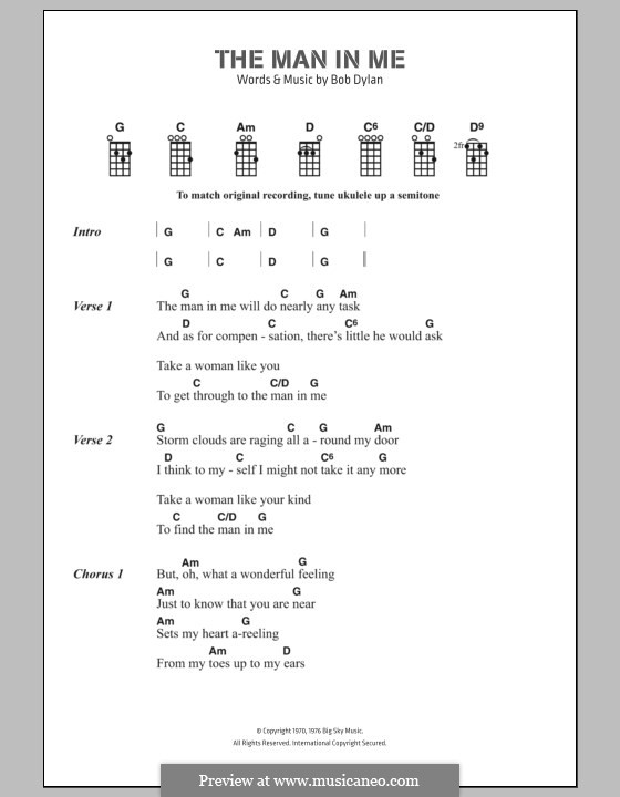 The Man in Me: Lyrics and chords by Bob Dylan