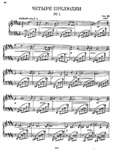 Four Preludes, Op.22: For piano by Alexander Scriabin