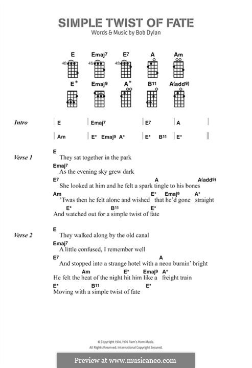 Simple Twist of Fate: Lyrics and chords by Bob Dylan