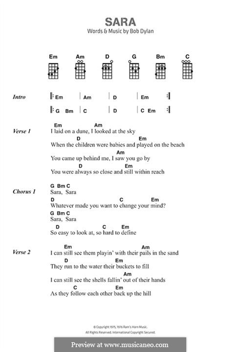 Sara: Lyrics and chords by Bob Dylan