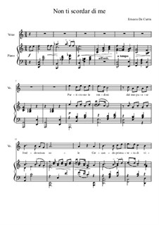 Non ti scordar di me: For tenor and piano by Ernesto de Curtis