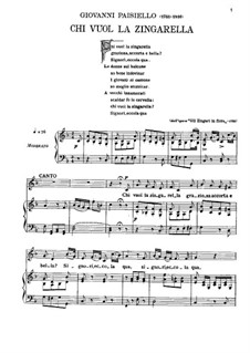 Gli Zingari in fiera. Chi vuolla zingarella: For baritone and piano by Giovanni Paisiello