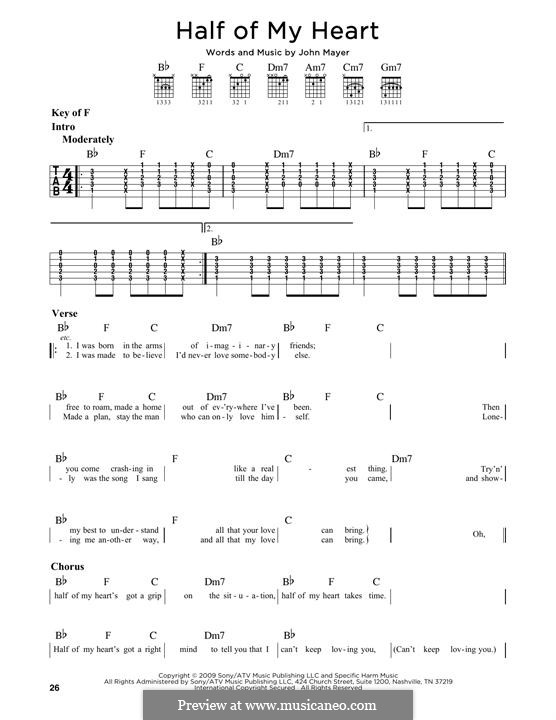 Half of My Heart (John Mayer featuring Taylor Swift): For guitar with tab by John Mayer