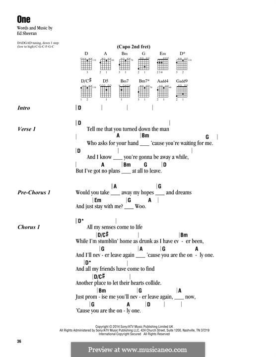 One: Lyrics and chords by Ed Sheeran