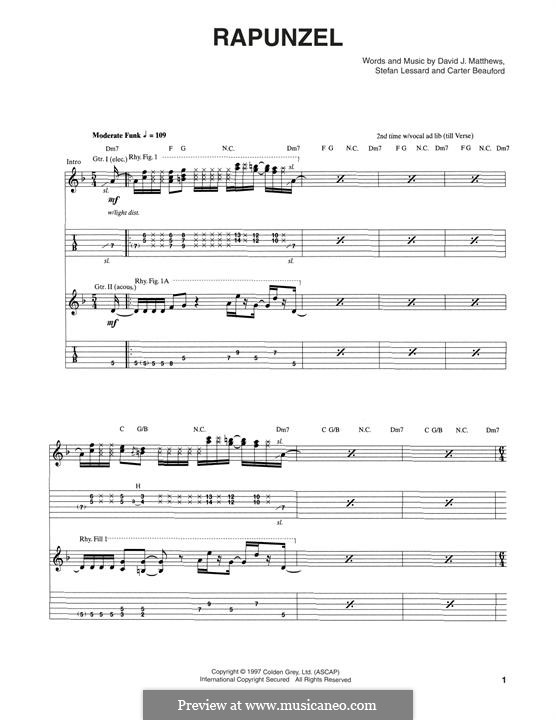 Rapunzel (Dave Matthews Band): For guitar with tab by Carter Beauford, David J. Matthews, Stefan Lessard