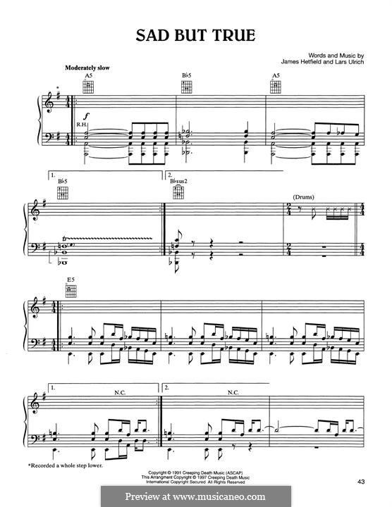 Sad But True (Metallica) by J. Hetfield, L. Ulrich on MusicaNeo