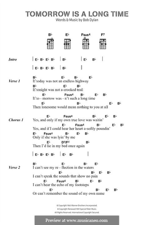 Tomorrow Is a Long Time: For ukulele by Bob Dylan