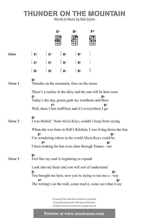 Thunder on the Mountain: For ukulele by Bob Dylan