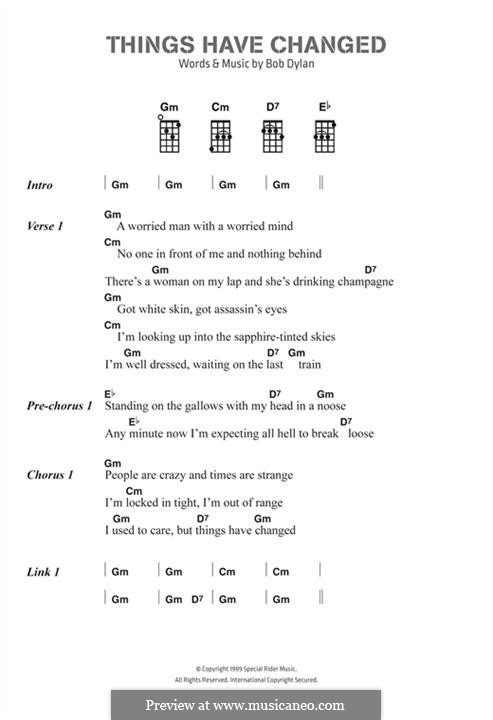 Things Have Changed: For ukulele by Bob Dylan